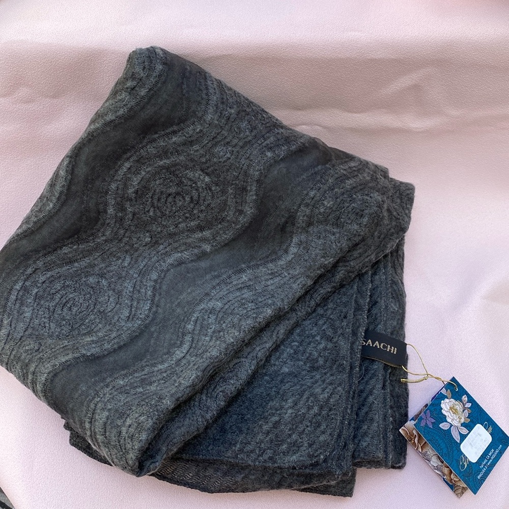 Large Dark Grey with Pattern Scarf/Wrap